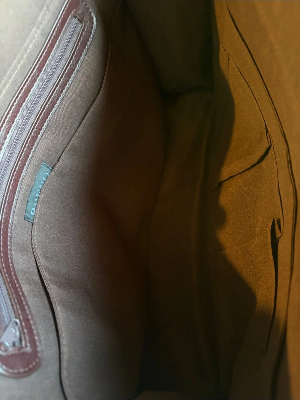 Vintage Bueno Beige Canvas Brown Leather Laptop Travel Shoulder Handbag